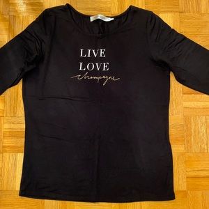 Black tshirt “live love champagne”